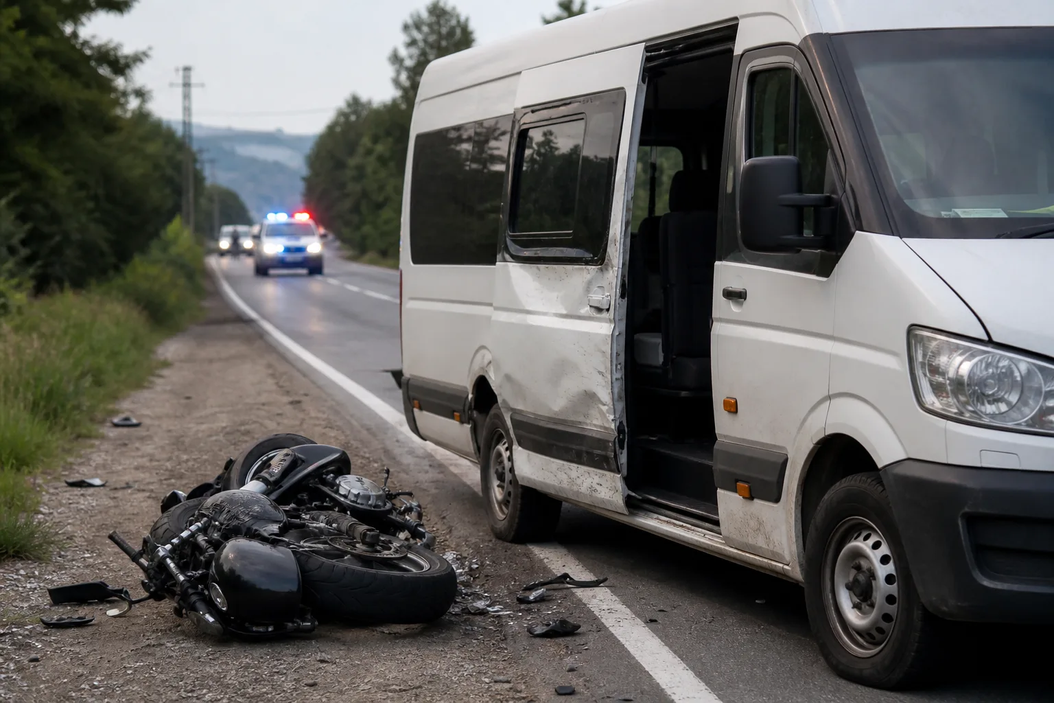 Accident pe DN 7, la Leordeni: motociclist de 34 de ani rănit după coliziune cu un microbuz