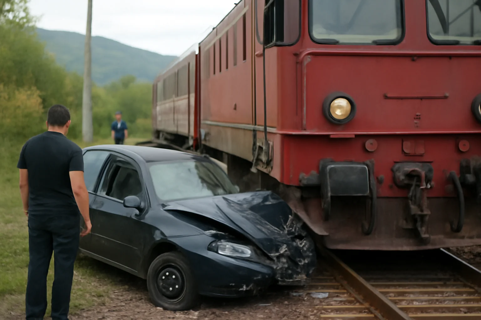 Accident feroviar în Argeș: tren lovește autoturism