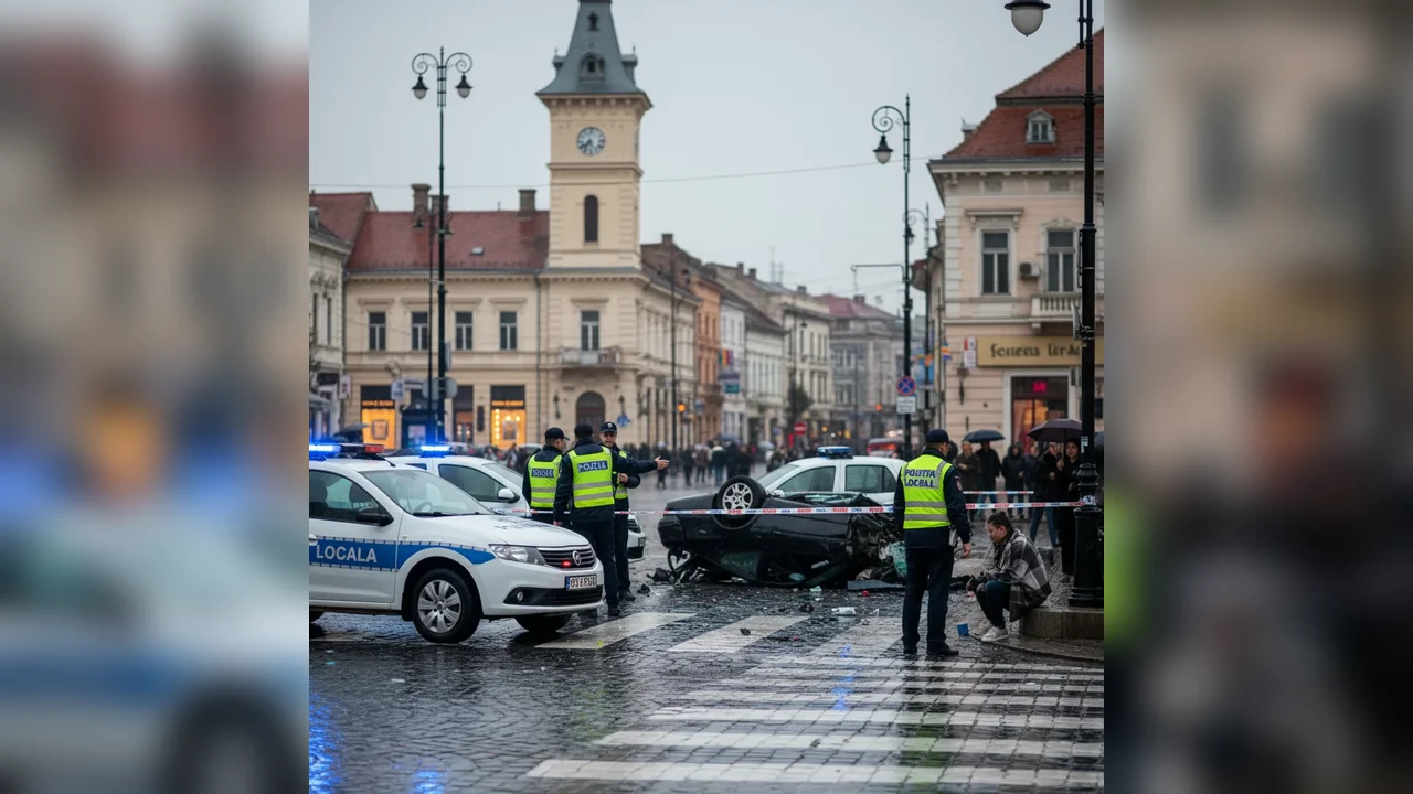 Accident în zona centrală, polițiștii locali intervind rapid