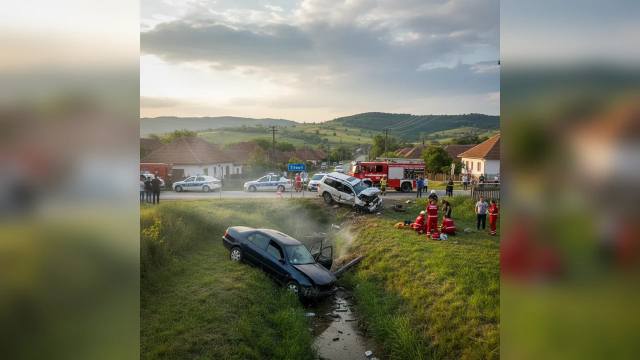 Accident rutier cu pagube majore în comuna Țițești, județul Argeș, raportat de la Pitești