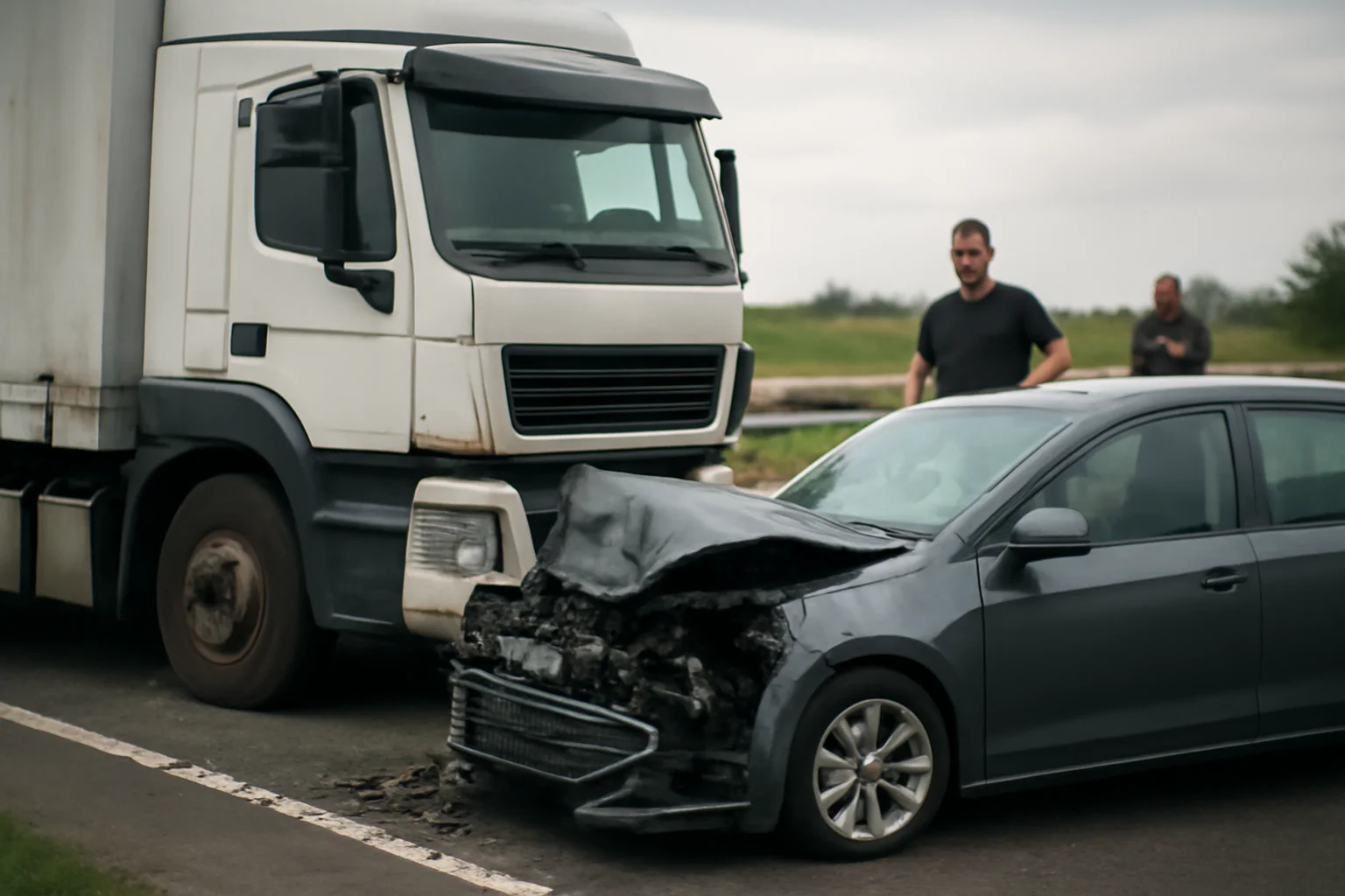 Accident rutier pe DEX 12, în apropiere de Pitești: autotren și autoturism implicate