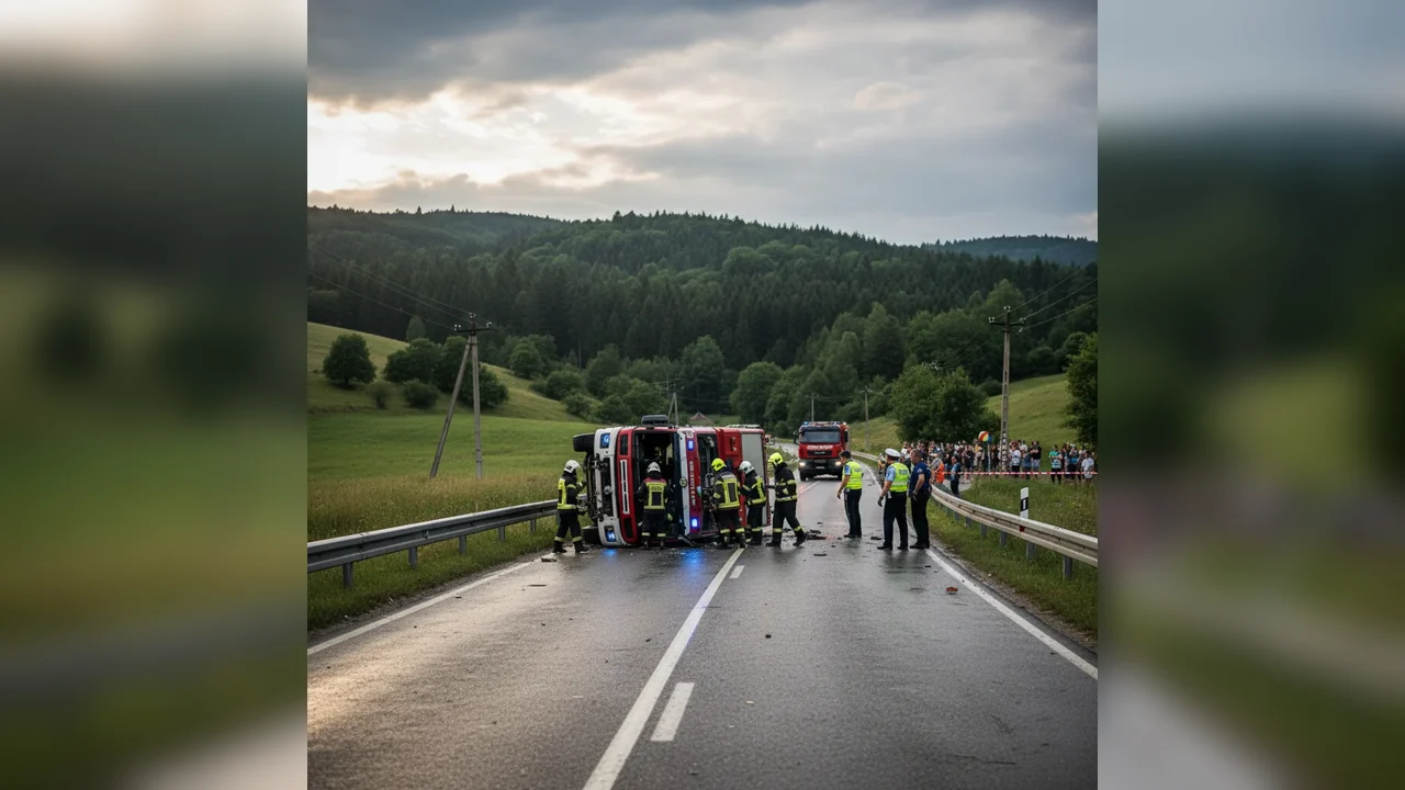 Autospecială ISU Argeș răsturnată lângă Pitești în drum spre o intervenție