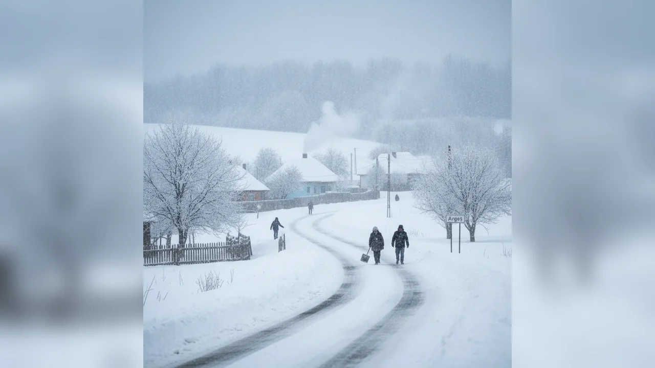 Avertizare meteo la Pitești: Argeșul intră sub cod galben de ninsori și viscol de Crăciun
