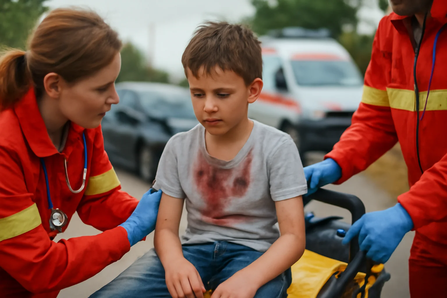Copil de 8 ani rănit într-un accident rutier la Stâlpeni, lângă Pitești