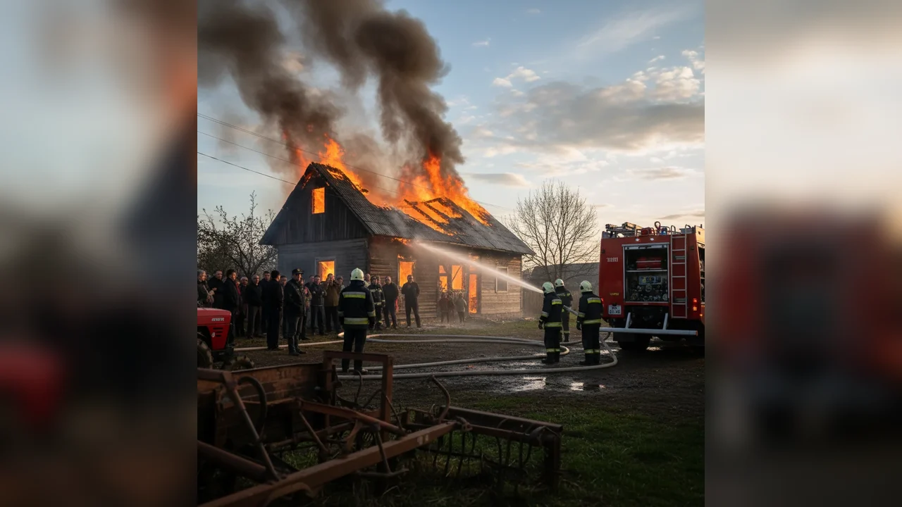 Incendiu la o anexă gospodărească în comuna Valea Danului, intervenție dificilă pentru pompieri