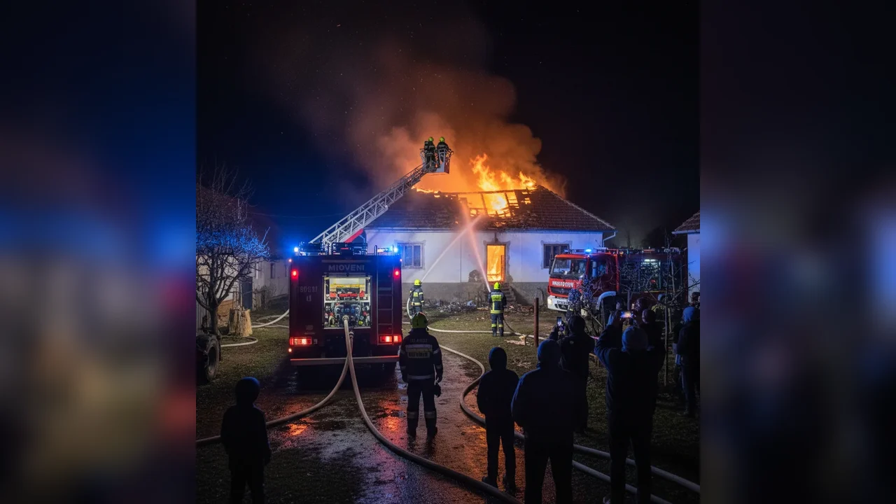 Incendiu la o gospodărie din Micești, intervenție a pompierilor din Mioveni, lângă Pitești