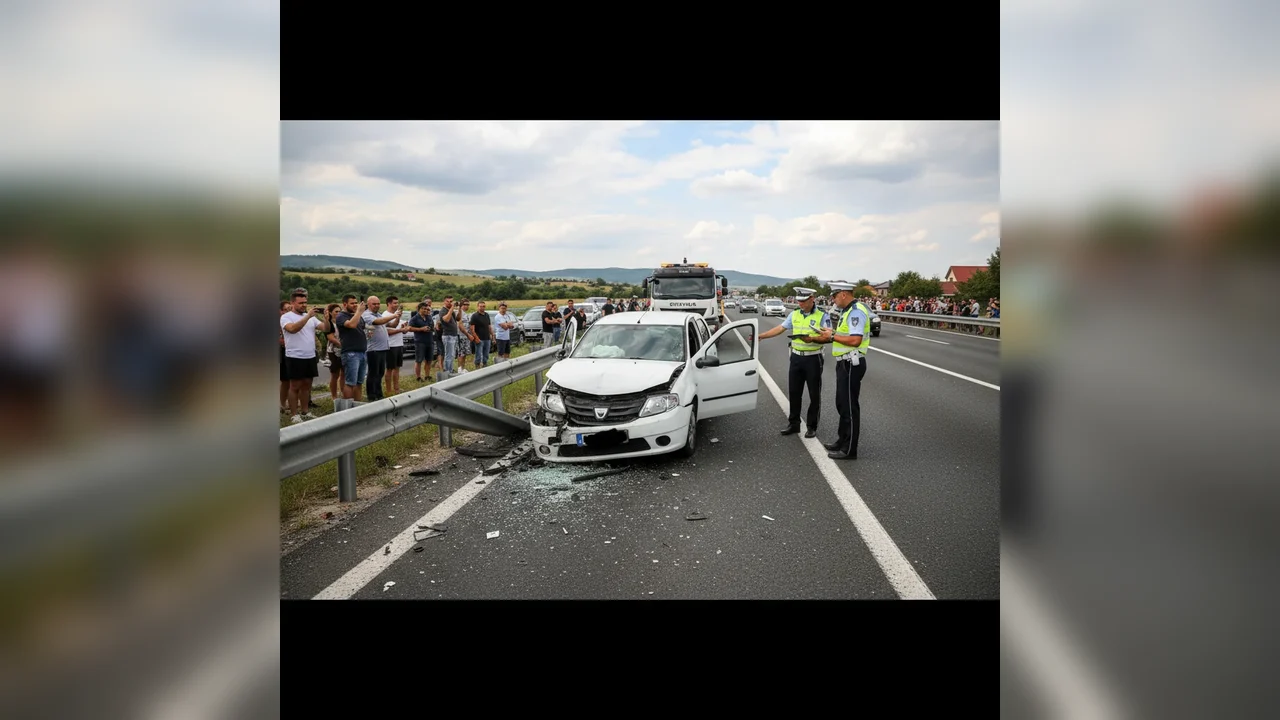 Logan lovit de glisieră, detalii în curs