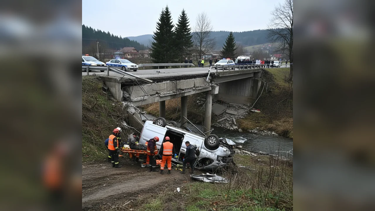 Mașină cu șase persoane căzută de pe un pod în Argeș. Intervenție de urgență în zona Pitești