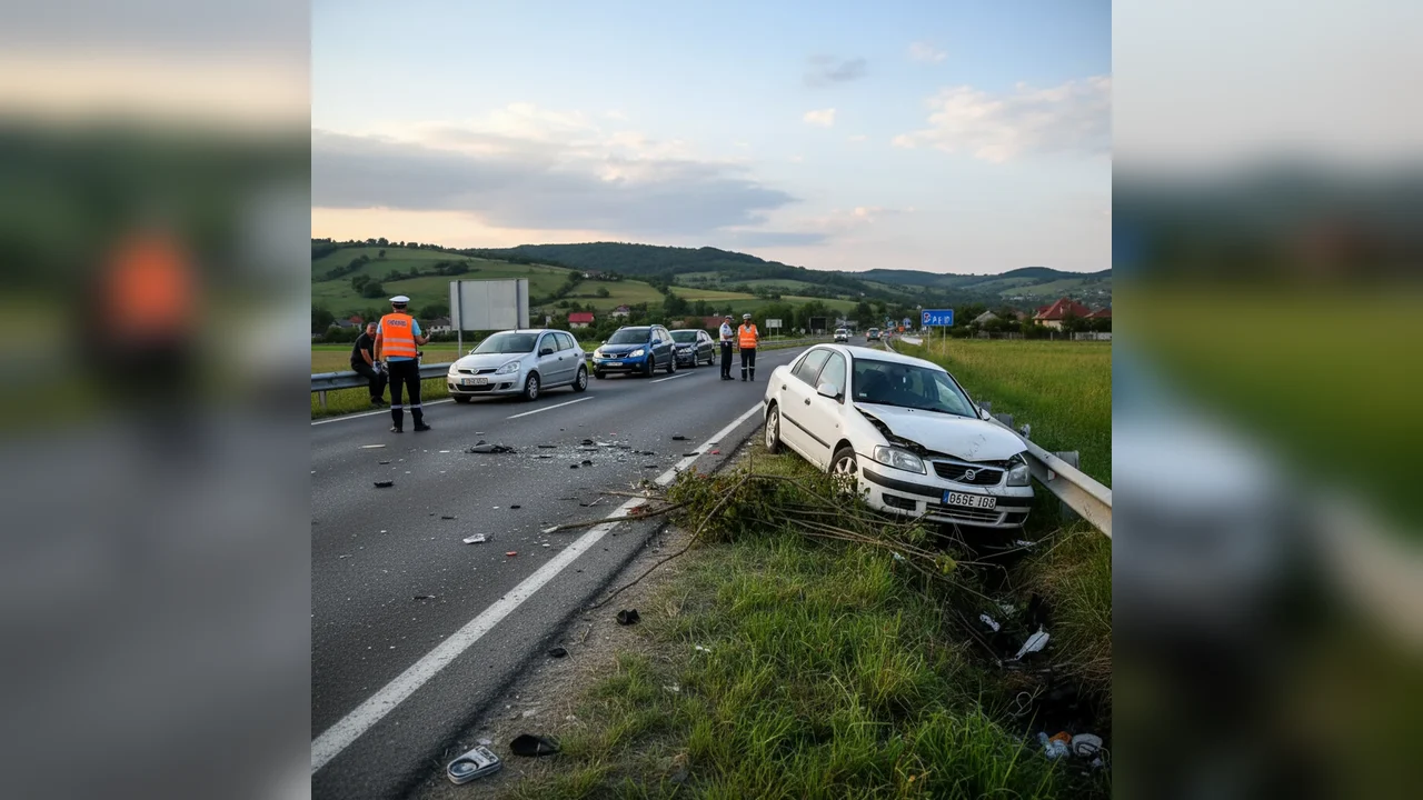 Mașină ieșită în șanț într-un incident rutier