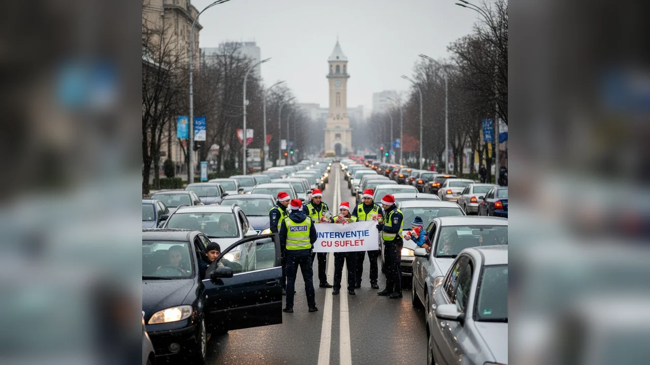 Polițiștii opresc traficul pentru o intervenție emoționantă ce a impresionat șoferii