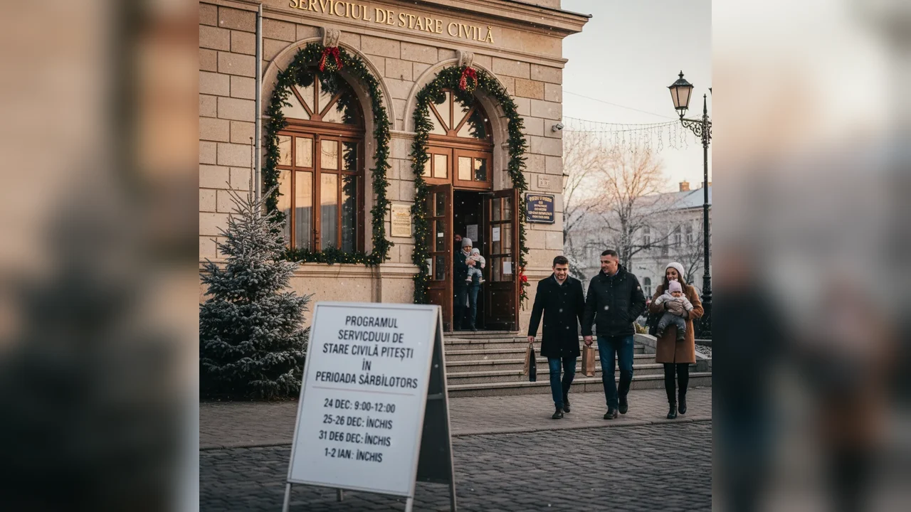 Program special la Starea Civilă Pitești pentru finalul lui 2025 și începutul lui 2026