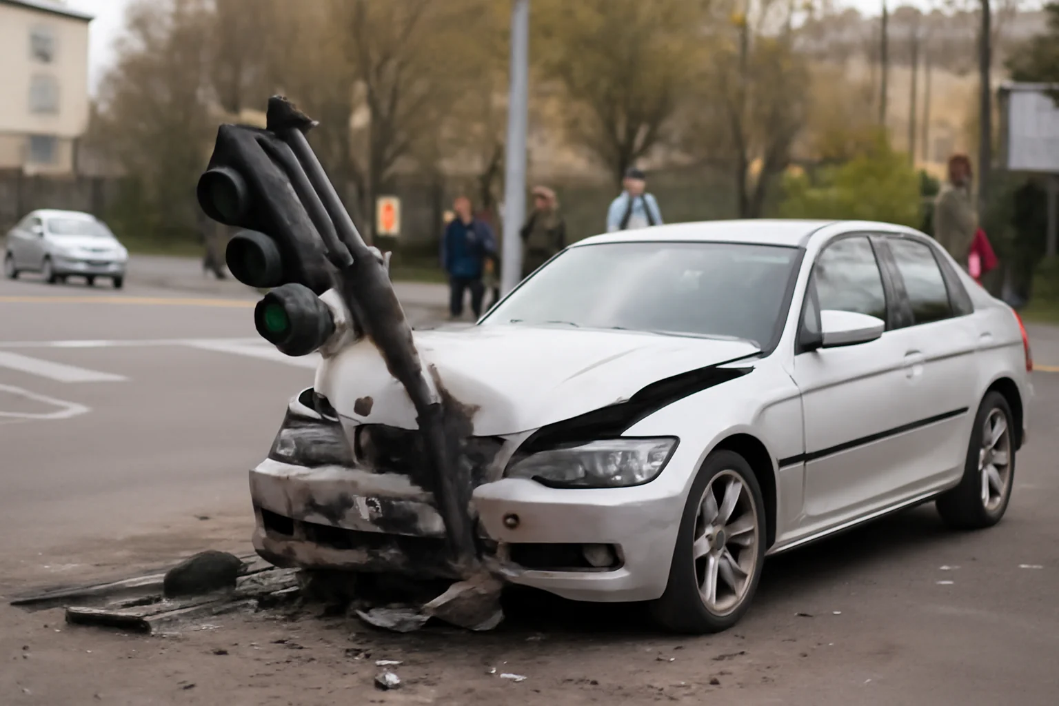 Șofer de BMW provoacă haos în Pitești, distruge un semafor