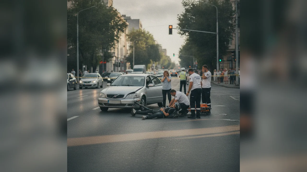 Tânăr pe trotinetă, rănit într-un accident în Pitești