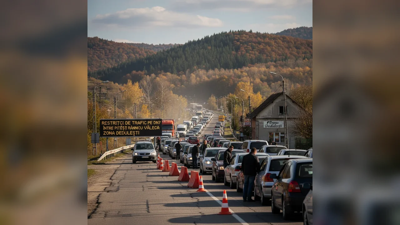 Trafic restricționat pe DN7 la Dedulești, între Pitești și Râmnicu Vâlcea, până la final de 2025
