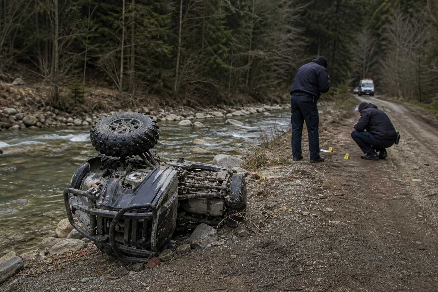 Vlădești: bărbat de 58 de ani din București, decedat după răsturnarea unui ATV